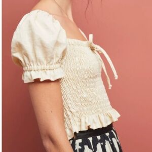 Faithfull the brand Chopin Blouse in pale yellow 100% linen  - L